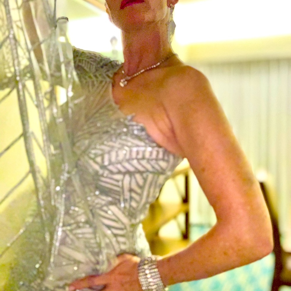 Gemy size 6 sequin gown as is.